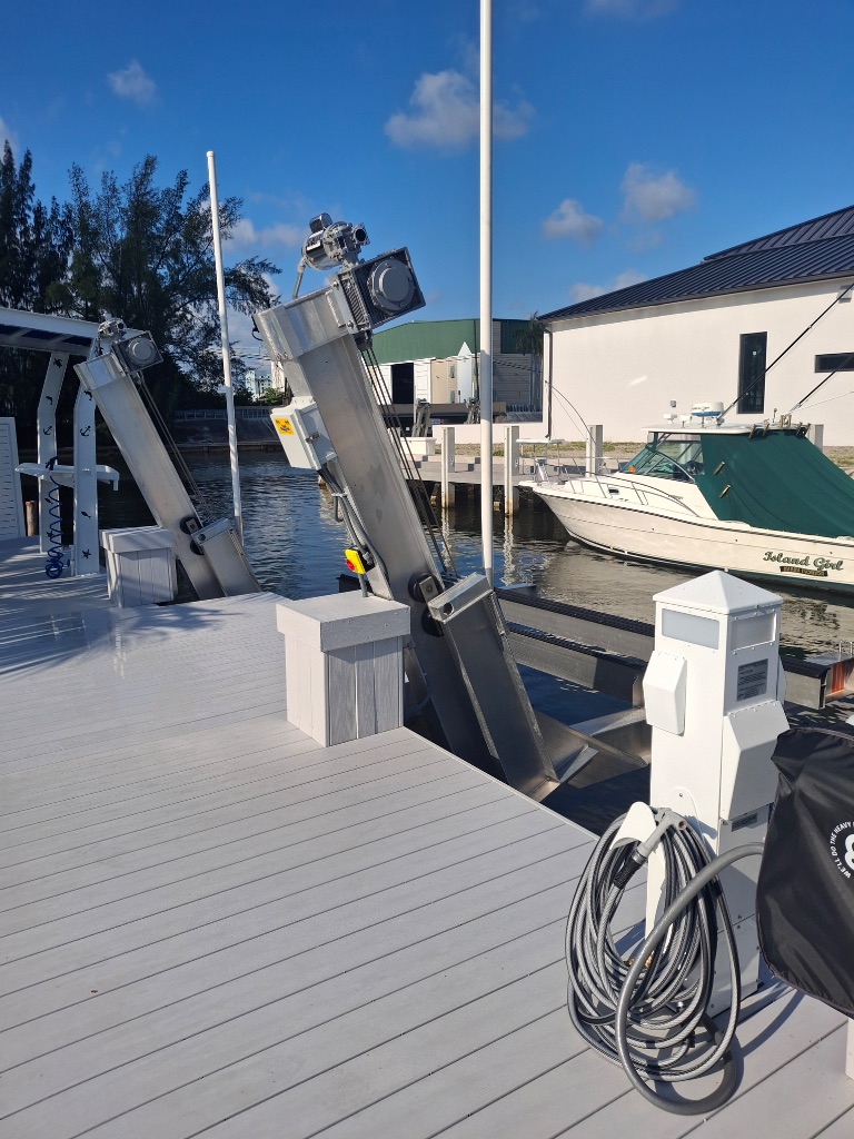 Dual Boat Hoists with Dock Pedestal
