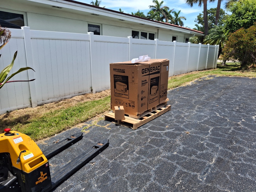 Generac Generator Delivery — On Pallet, On-Site Staging