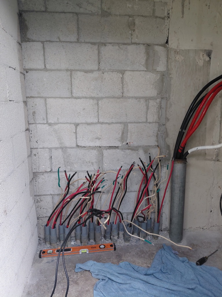 Before — Wall Cleared, Individual Feeds Pulled and Staged, Ready for New Meter Bank — PSEC Install 2